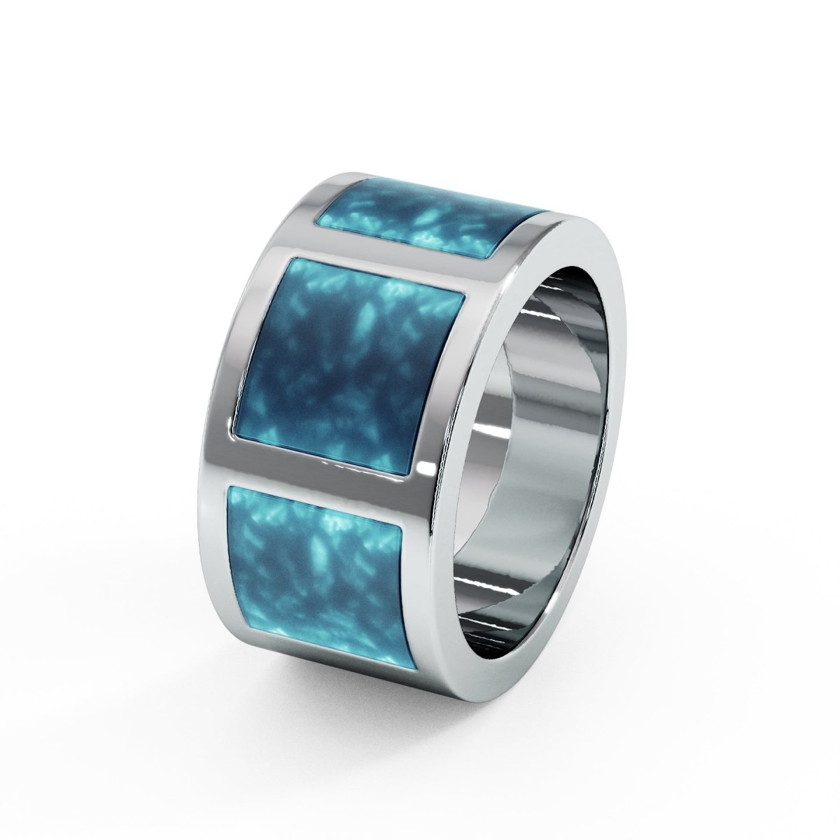 Mens Triple Square Memorial Ashes Ring - Samuel Perry