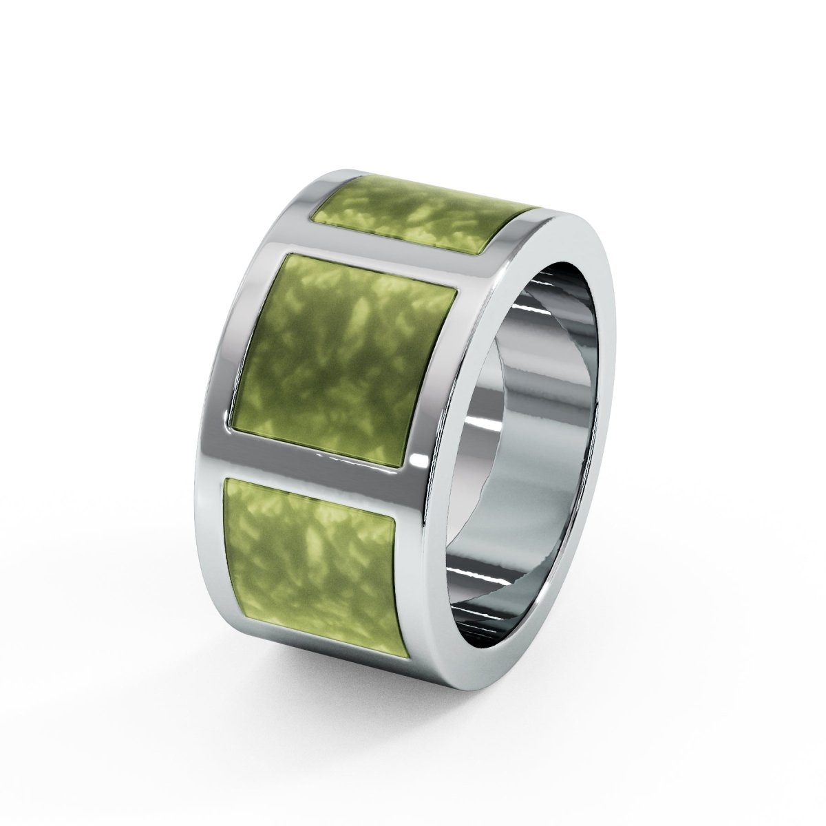 Mens Triple Square Memorial Ashes Ring - Samuel Perry