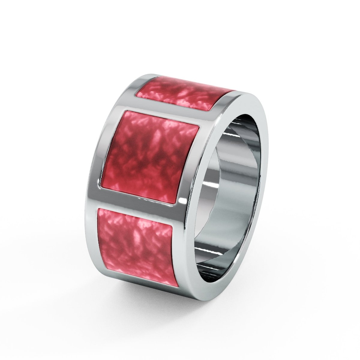 Mens Triple Square Memorial Ashes Ring - Samuel Perry