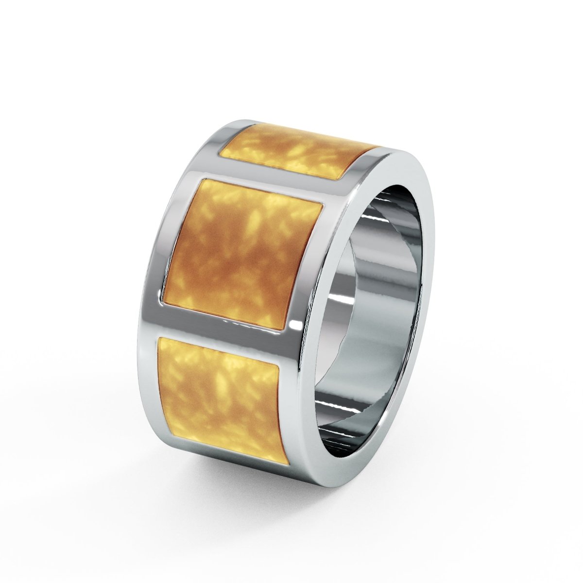 Mens Triple Square Memorial Ashes Ring - Samuel Perry