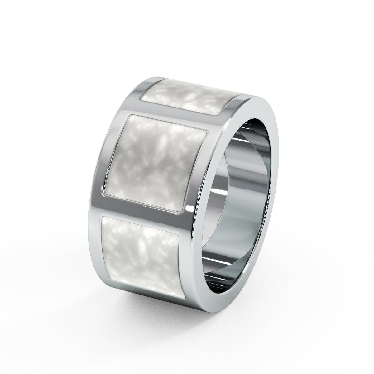 Mens Triple Square Memorial Ashes Ring - Samuel Perry