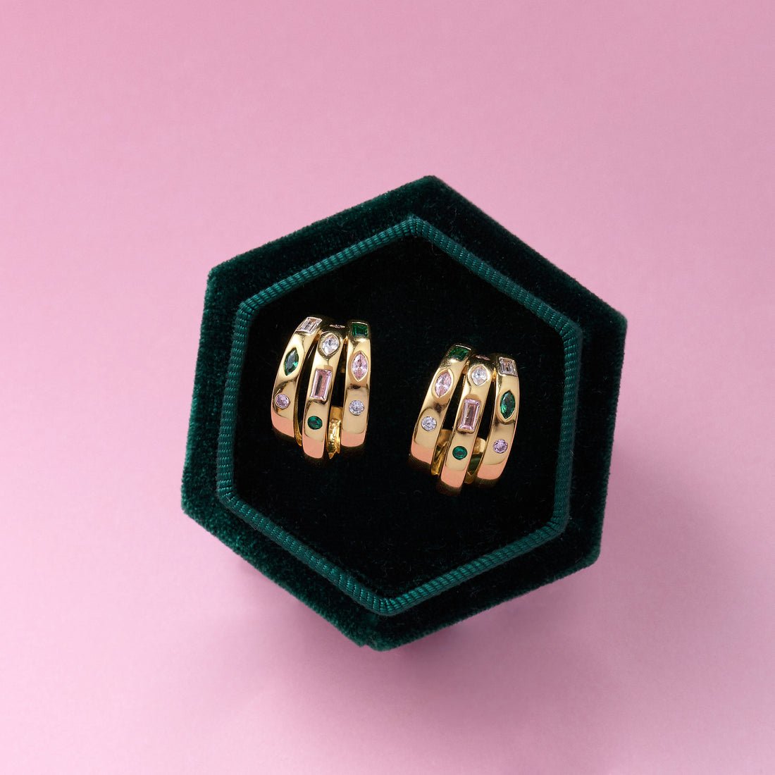 Mila Illusion Hoops Flamingo CZ and Gold - Samuel Perry