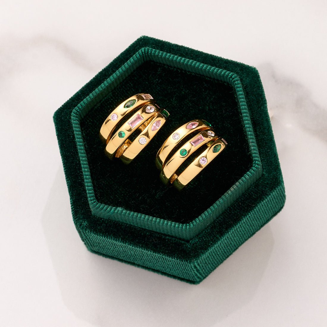 Mila Illusion Hoops Flamingo CZ and Gold - Samuel Perry