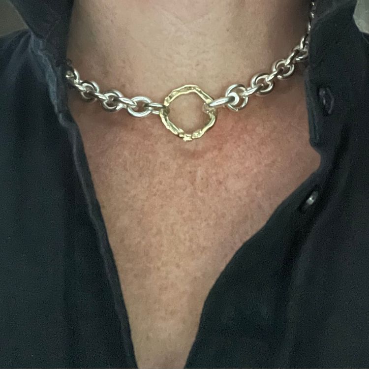 Molten Halo Chunky Choker in Sterling Silver and 9ct Yellow Gold - Samuel Perry