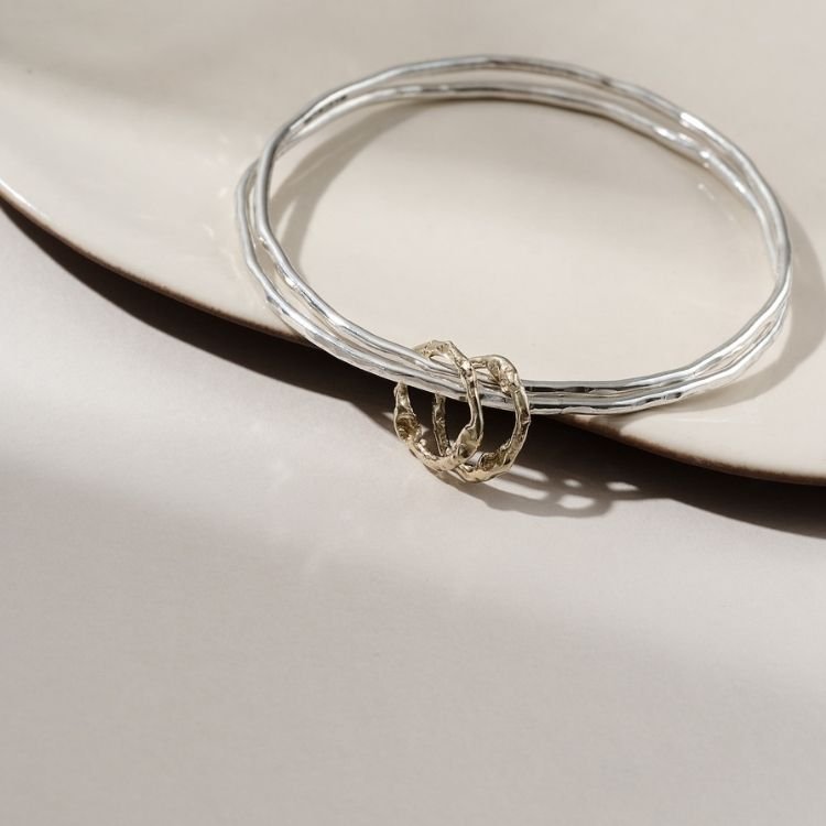 Molten Halo Sterling Silver Charm Bangle - Samuel Perry