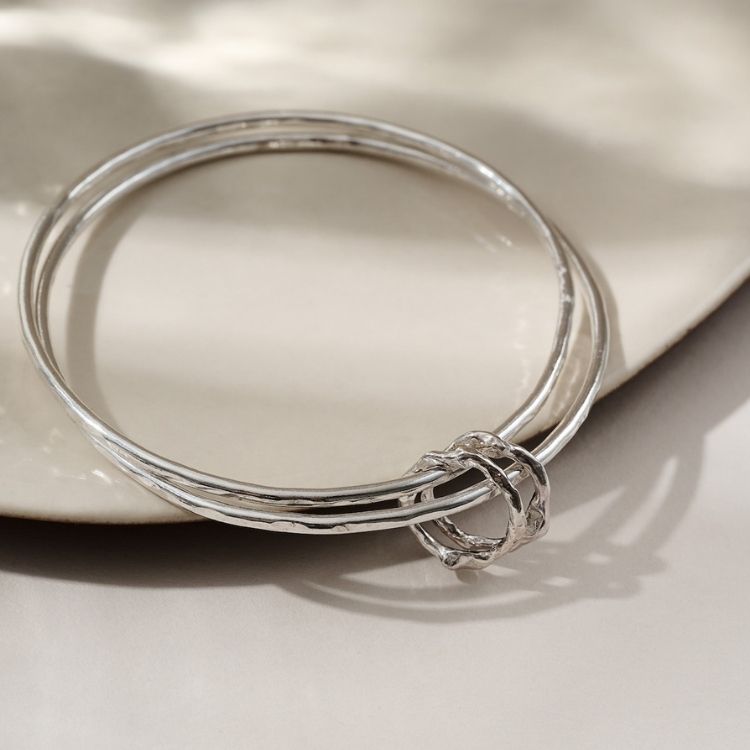 Molten Halo Sterling Silver Charm Bangle - Samuel Perry