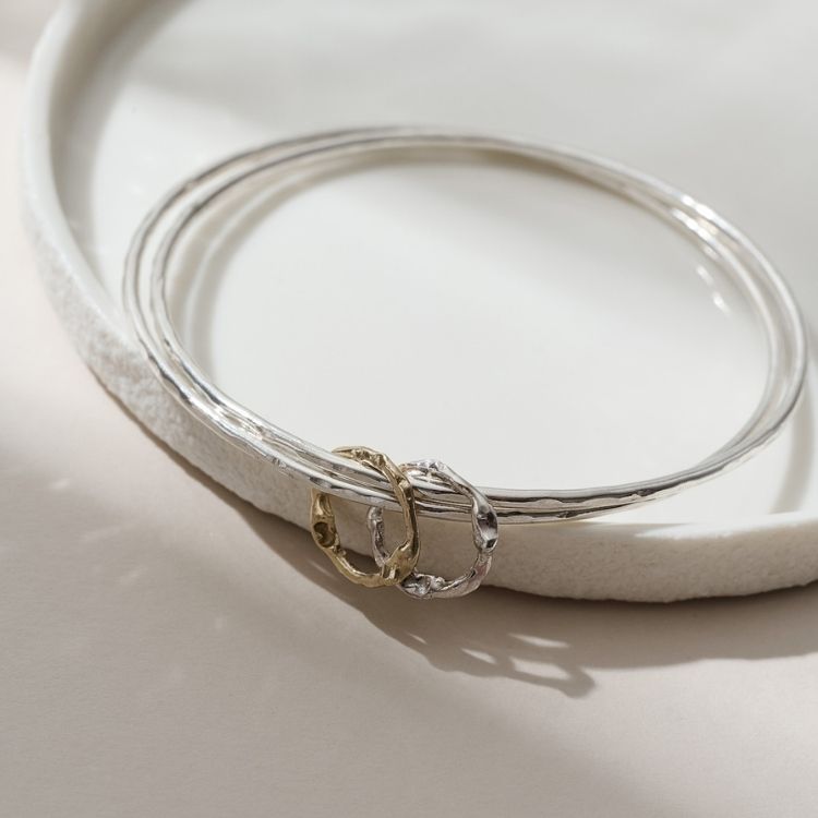 Molten Halo Sterling Silver Charm Bangle - Samuel Perry