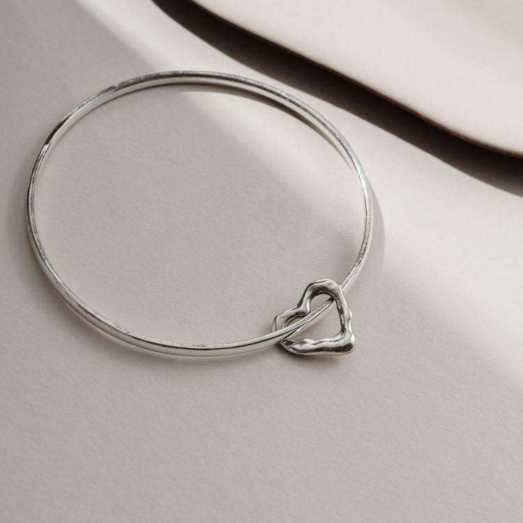 Molten Heart Charm Bangle - Samuel Perry