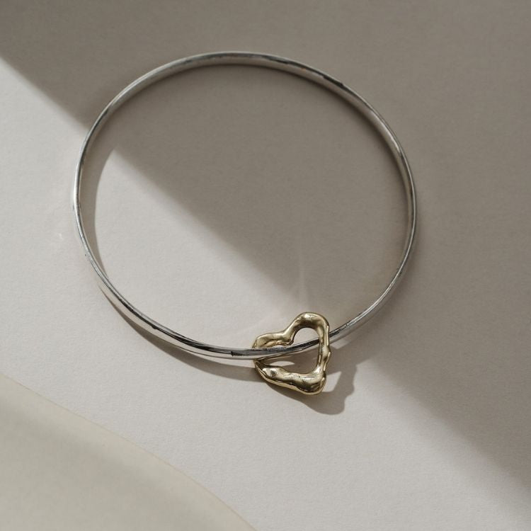 Molten Heart Charm Bangle - Samuel Perry