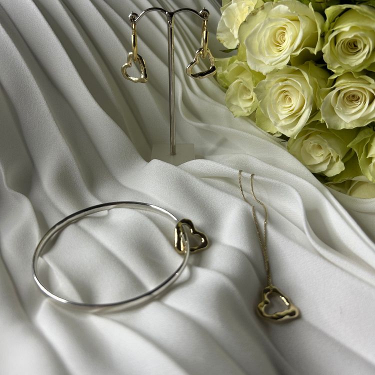 Molten Heart Sterling Silver Pearl Drop Earrings - Samuel Perry