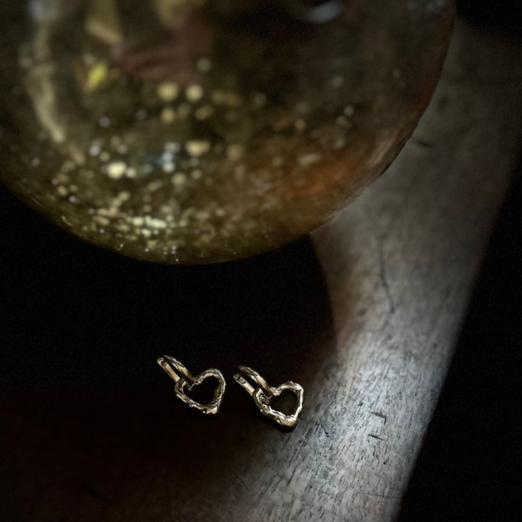 Molten Sterling Silver Heart Drop Earrings - Samuel Perry