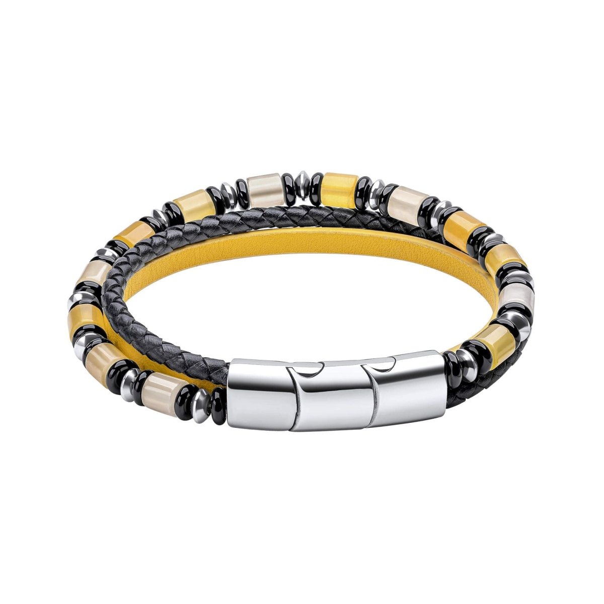 Multi Layered Leather Bracelet with Jade and Onyx Beads - Samuel Perry