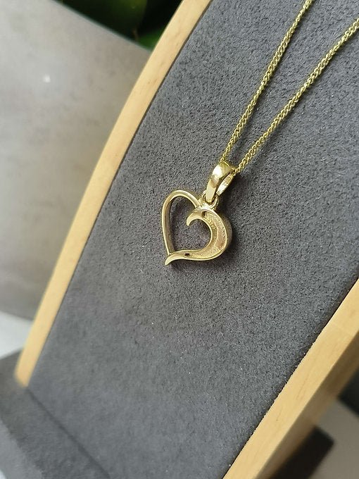 Open Heart Memorial Necklace in 9ct Yellow Gold - Samuel Perry