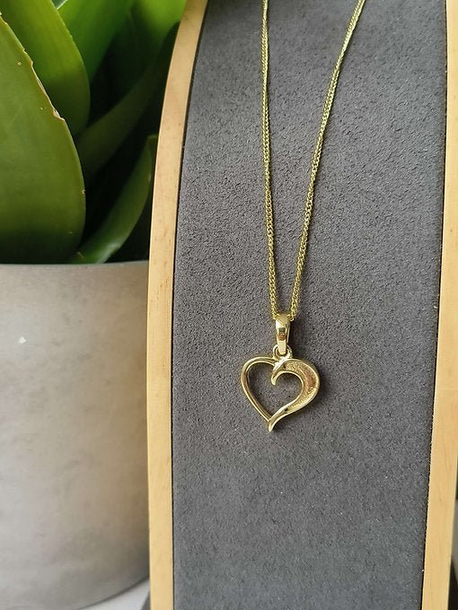 Open Heart Memorial Necklace in 9ct Yellow Gold - Samuel Perry