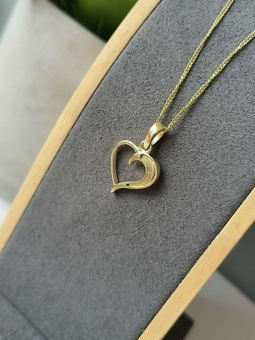 Open Heart Memorial Necklace in 9ct Yellow Gold - Samuel Perry
