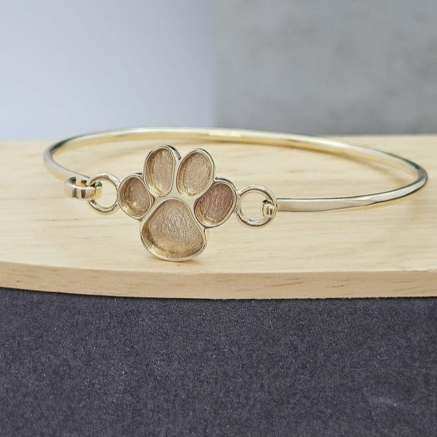 Paw Print Halo Memorial Hook Bangle in 9ct Yellow Gold - Samuel Perry