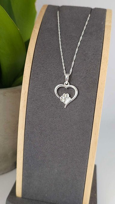 Paw Print Memorial Necklace in Sterling Silver - Samuel Perry