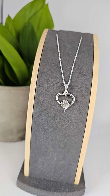 Paw Print Memorial Necklace in Sterling Silver - Samuel Perry