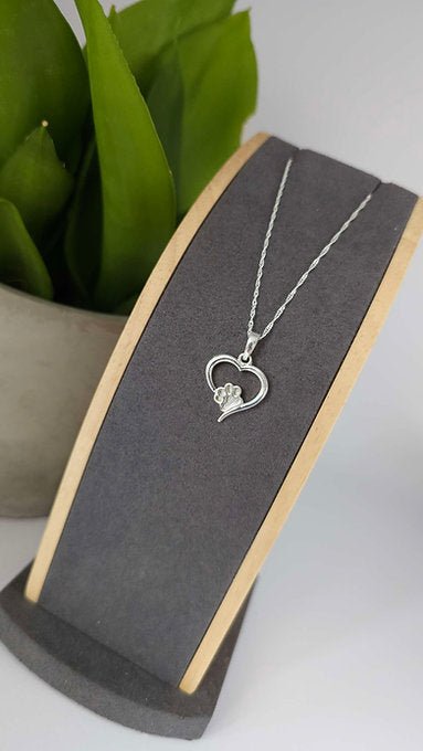 Paw Print Memorial Necklace in Sterling Silver - Samuel Perry