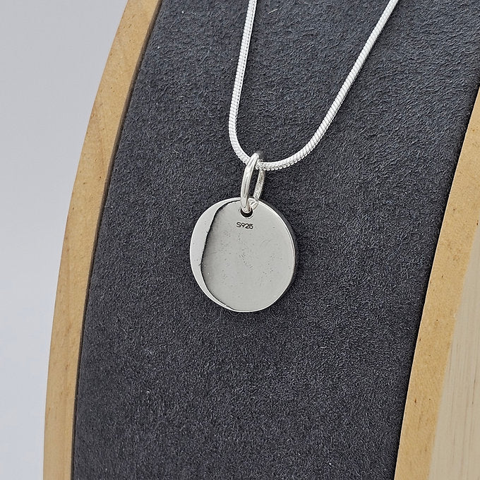 Paw Print Round Memorial Necklace in Sterling Silver - Samuel Perry