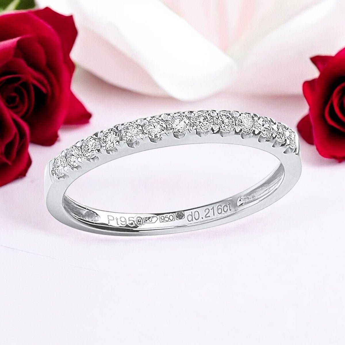 Platinum 0.20ct G/H - SI Half Eternity Diamond Ring - Samuel Perry