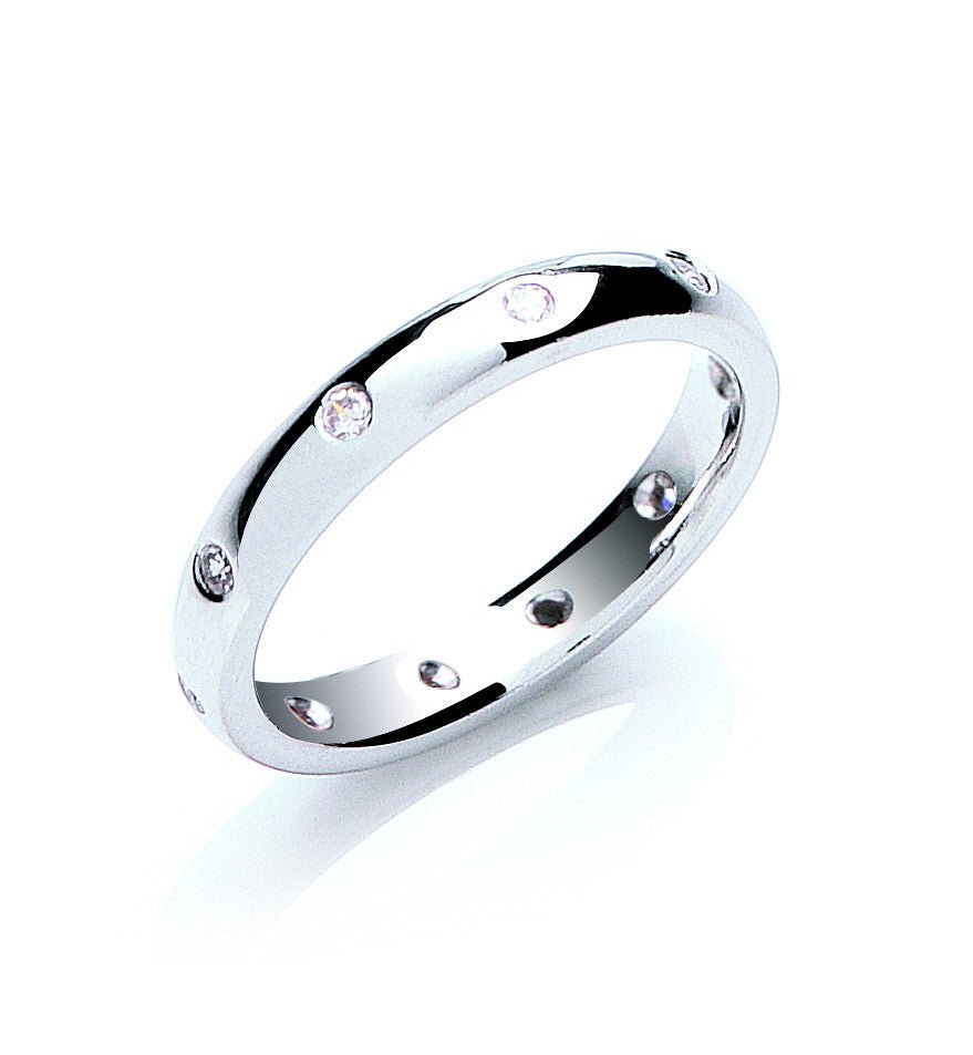 Platinum 0.20ctw 10st Diamond 3mm Court Wedding Band - Samuel Perry