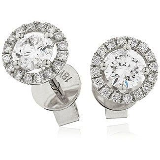 Platinum 0.35ct Natural Diamond Halo Stud Earrings - Samuel Perry