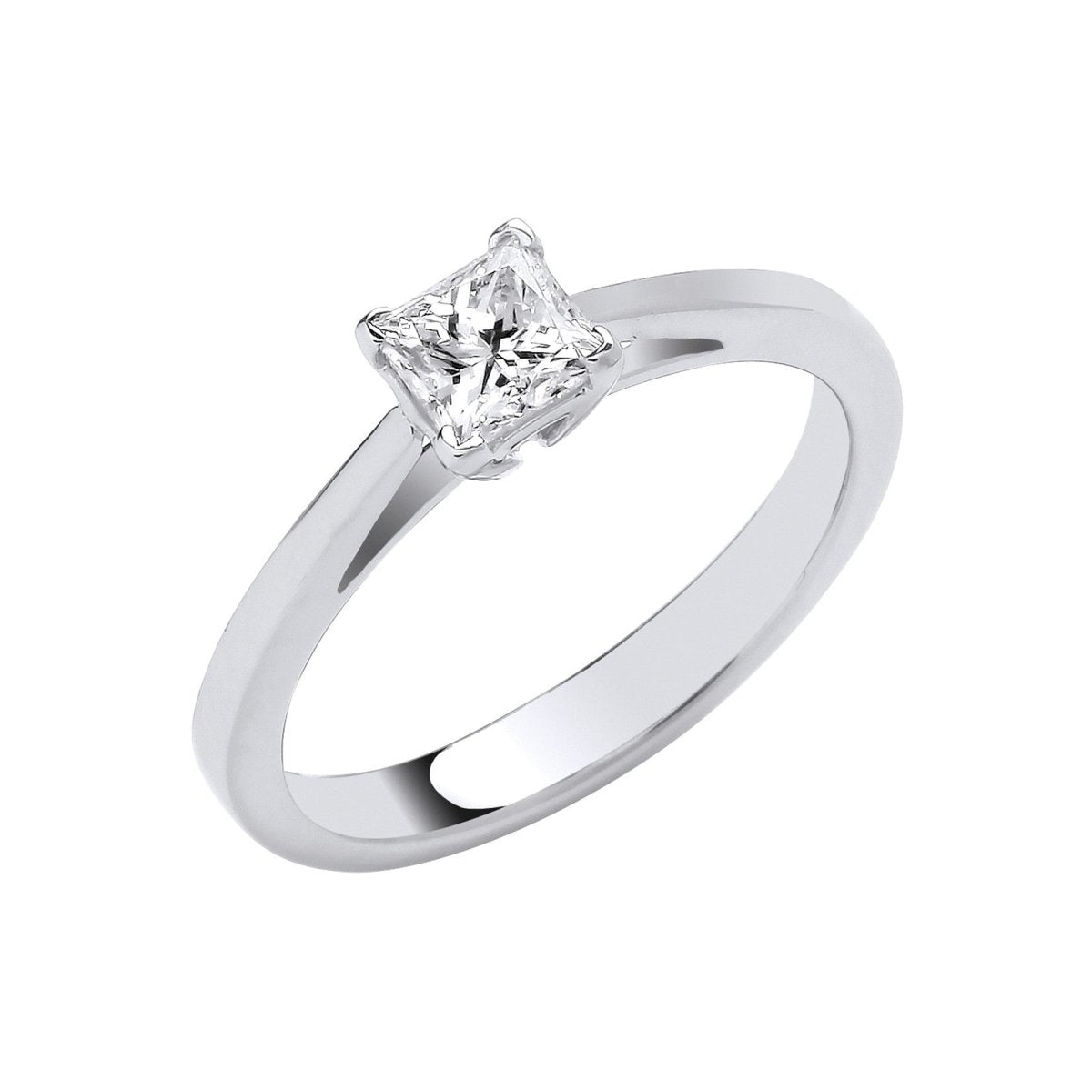 Platinum 0.50ct Diamond Princess Cut Solitaire Engagement Ring - Samuel Perry