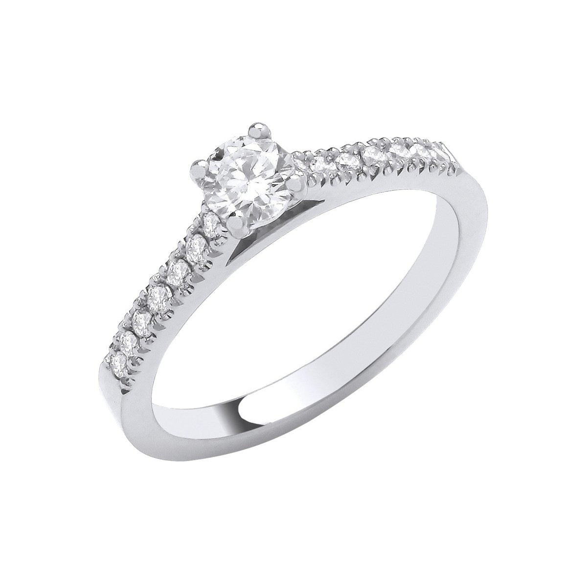 Platinum 0.50ct Diamond Solitaire with Shoulders Engagement Ring - Samuel Perry