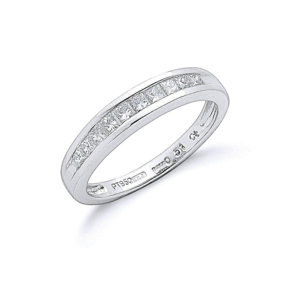 Platinum 0.50ct Princess Cut Diamond Eternity Ring - Samuel Perry
