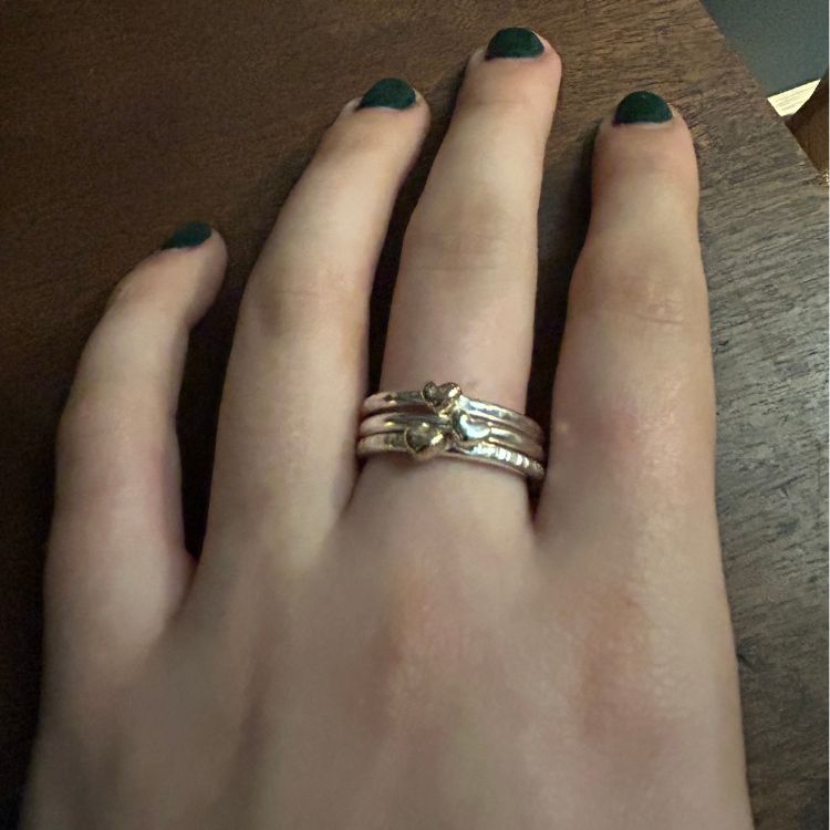 Puffy Heart Sterling Silver and 9ct Yellow Stacking Ring - Samuel Perry