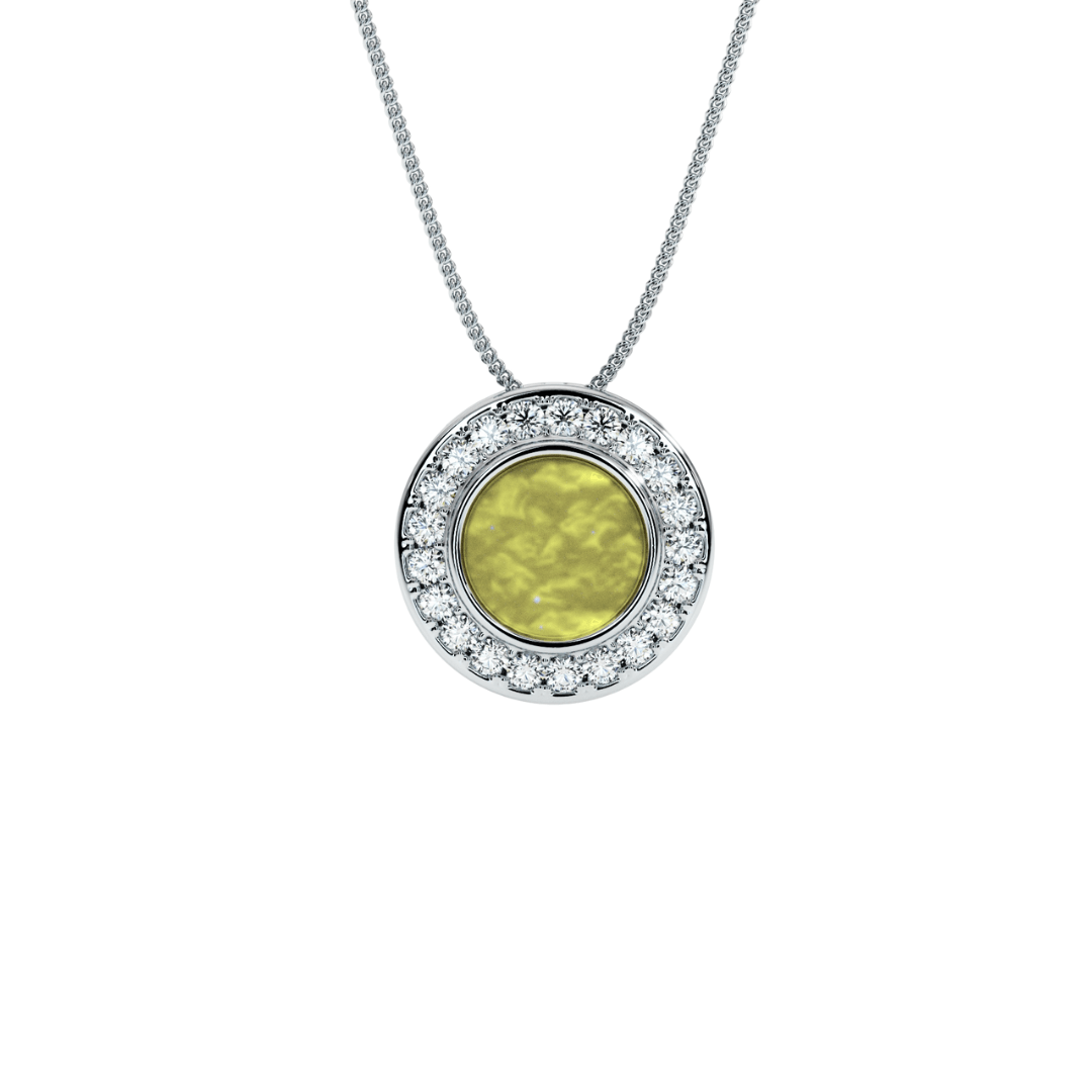 Round Halo Crystal Memorial Necklace in Sterling Silver - Samuel Perry