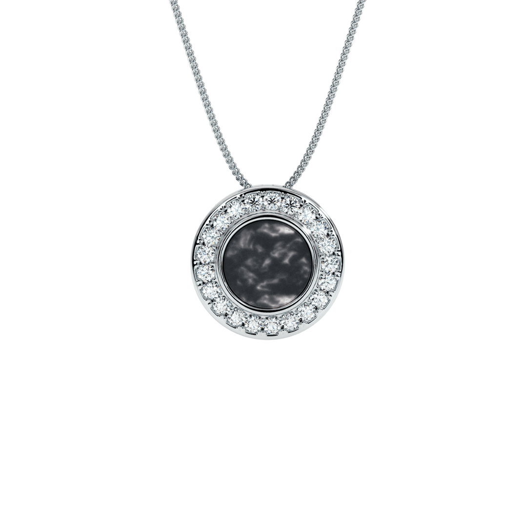 Round Halo Crystal Memorial Necklace in Sterling Silver - Samuel Perry