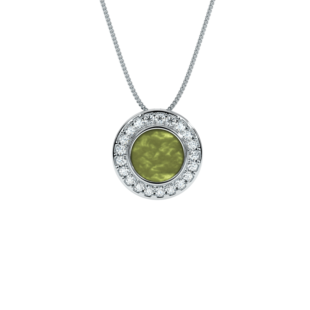 Round Halo Crystal Memorial Necklace in Sterling Silver - Samuel Perry