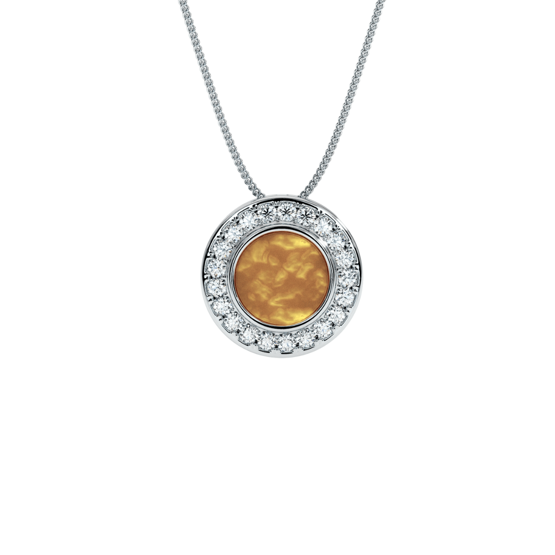 Round Halo Crystal Memorial Necklace in Sterling Silver - Samuel Perry