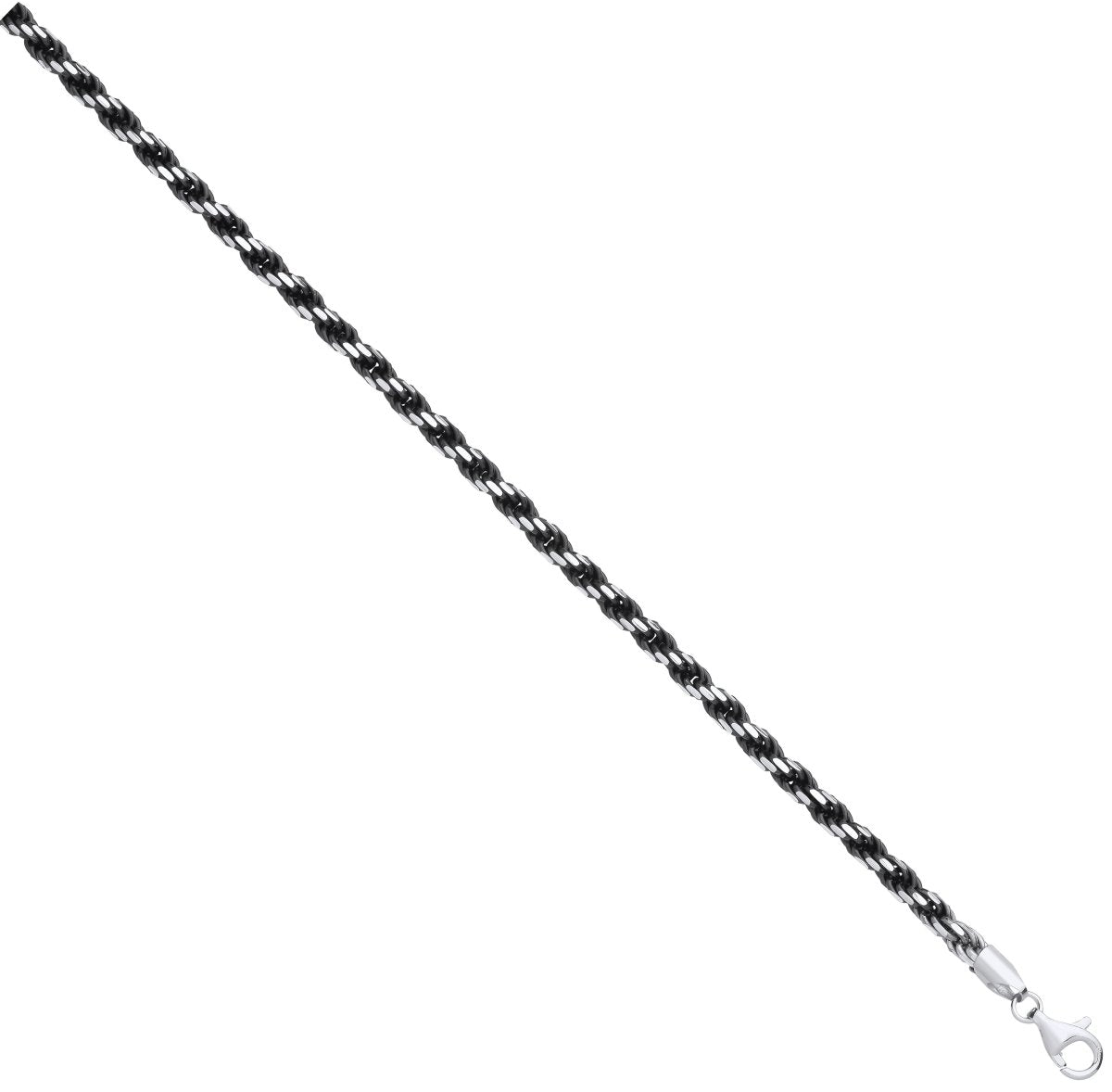 Ruthenium Plated Sterling Silver 4.6mm Rope Chain with White Tips - Samuel Perry
