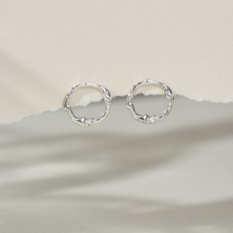 Silver Halo Stud Earrings - Samuel Perry