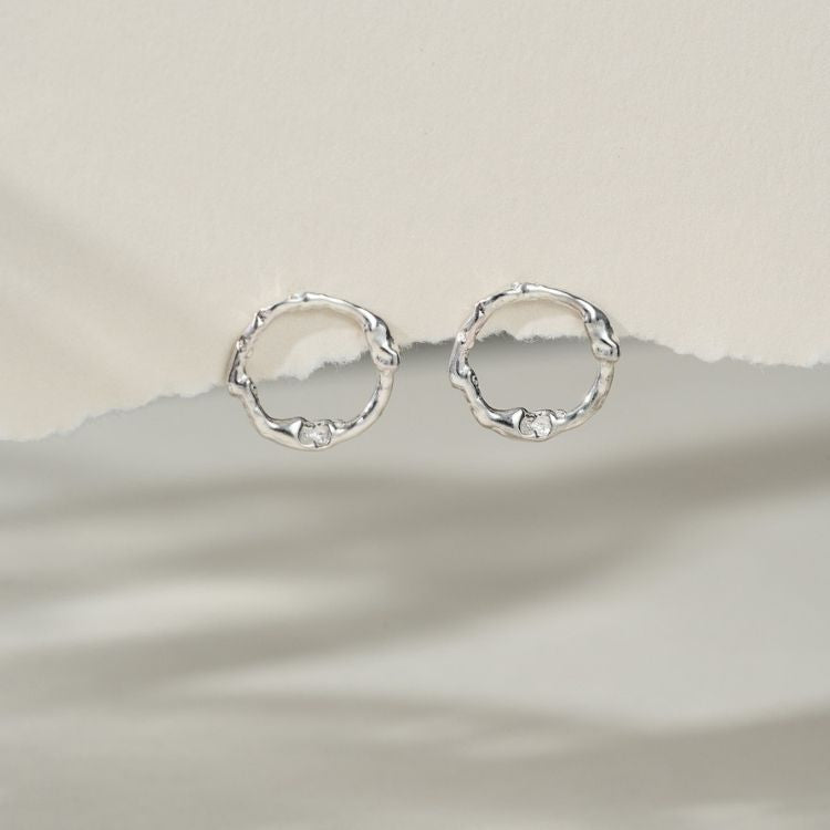 Silver Halo Stud Earrings - Samuel Perry
