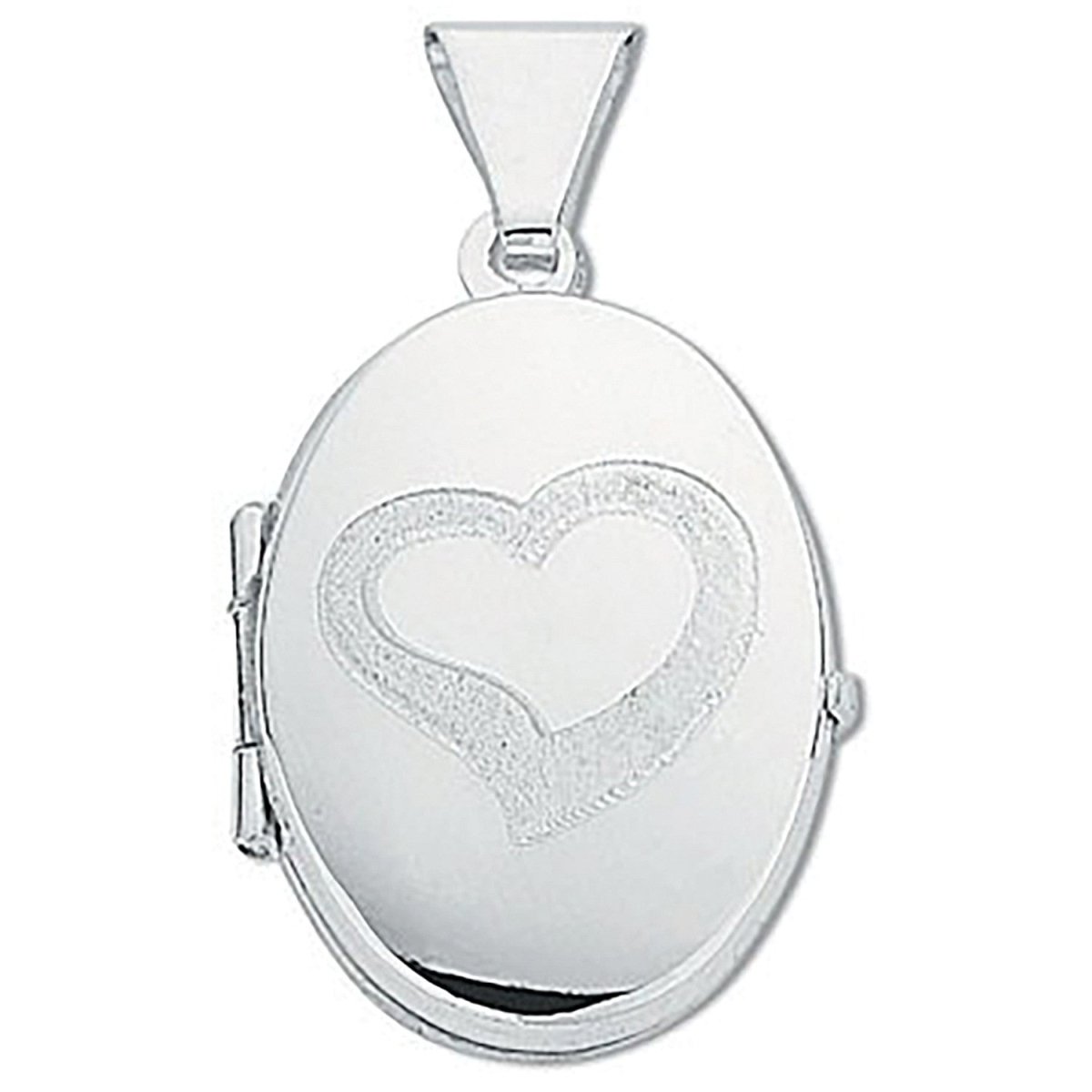 Silver Oval Engraved Locket - Samuel Perry