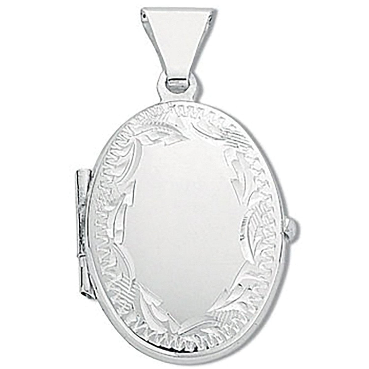 Silver Small Engraved Oval Locket – Timeless Keepsake - Samuel Perry