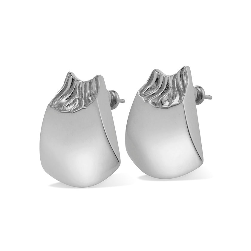Slice Ear Studs in NHS AgAIN Silver - Samuel Perry