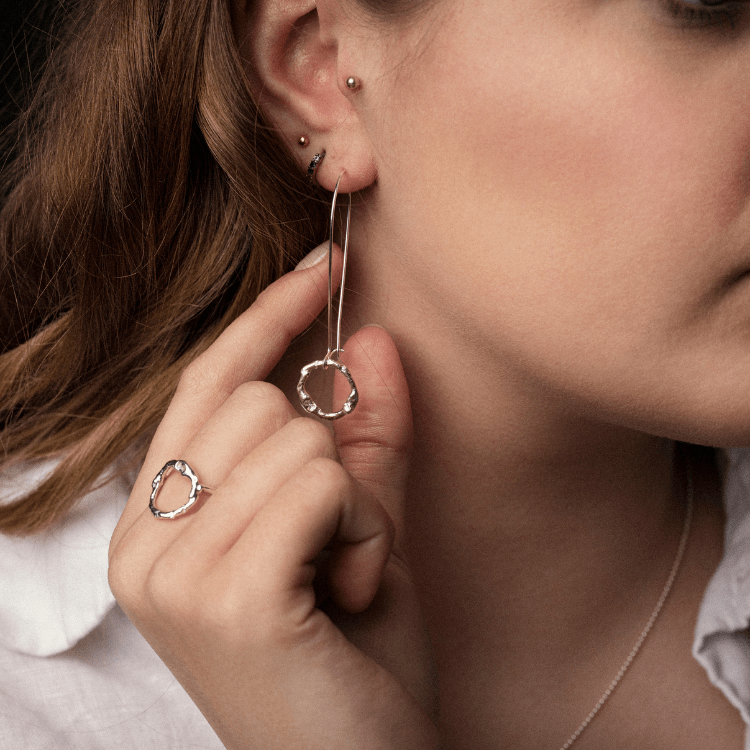 Small Molten Halo Drop Earrings - Samuel Perry