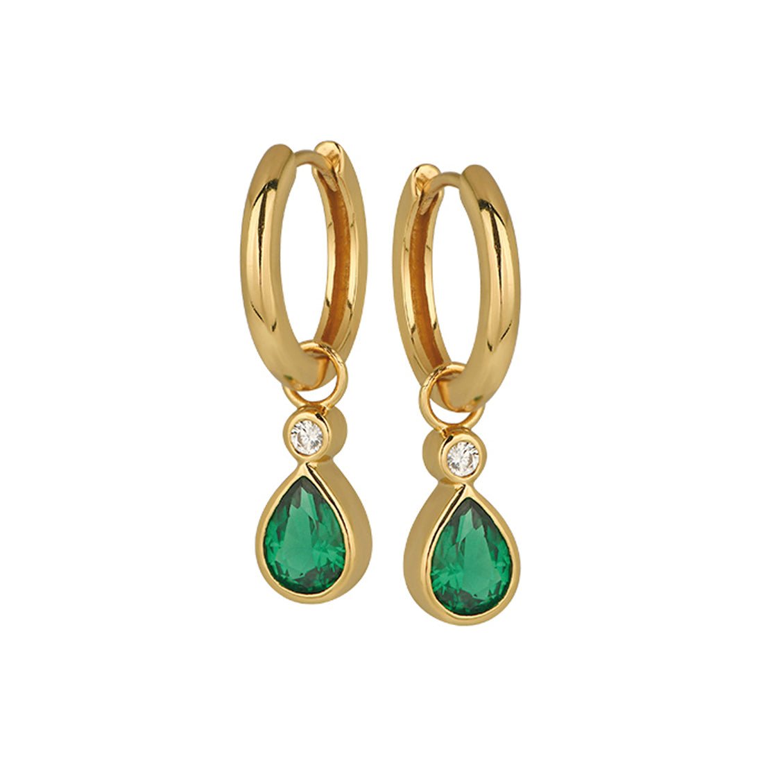 Sofia Teardrop Huggies Emerald Green and Gold - Samuel Perry