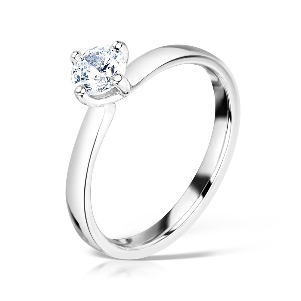 Solitaire Four - Claw Crossover Engagement Ring with Court Band - Samuel Perry