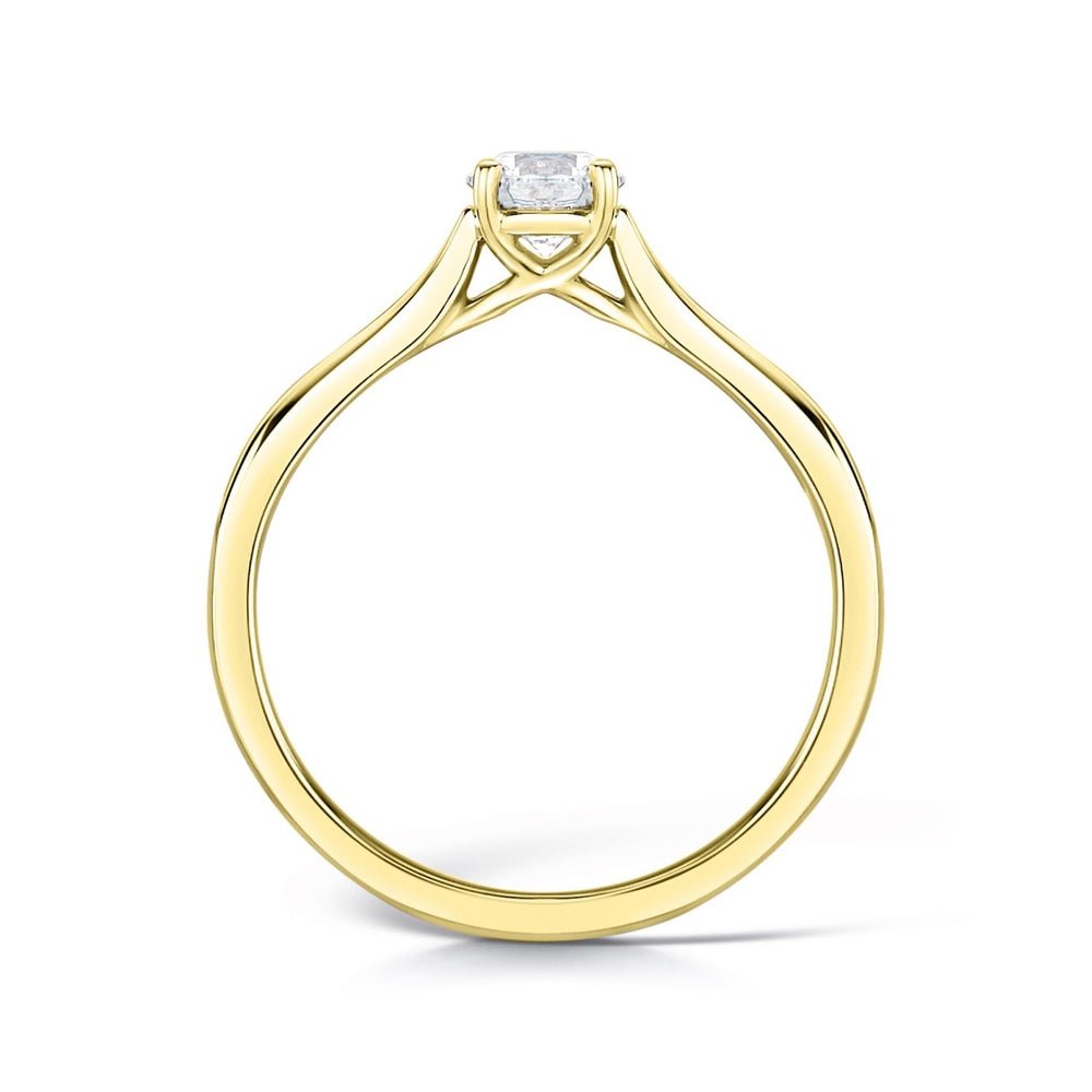 Solitaire Four - Claw Crossover Engagement Ring with Parallel Shoulders - Samuel Perry