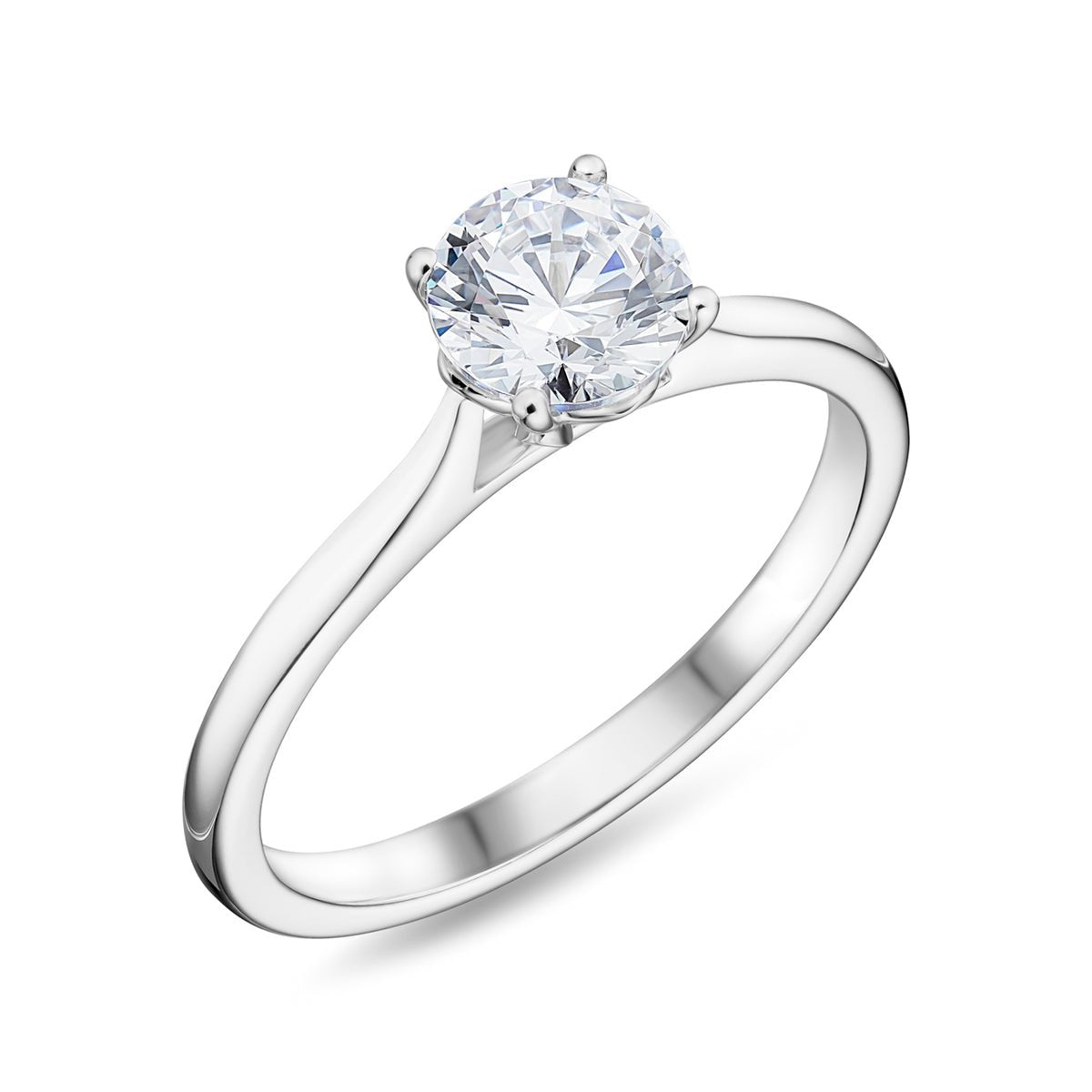 Solitaire Four - Claw Open Tapered Engagement Ring - Samuel Perry