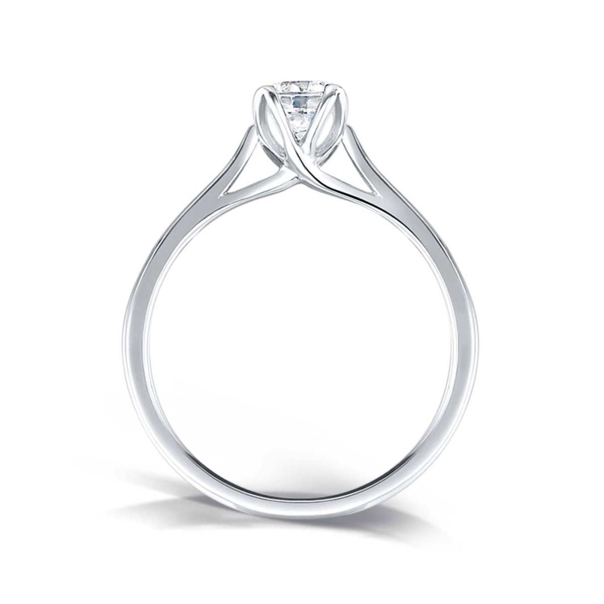 Solitaire Four - Claw Petal Engagement Ring with Tapered Court Band - Samuel Perry