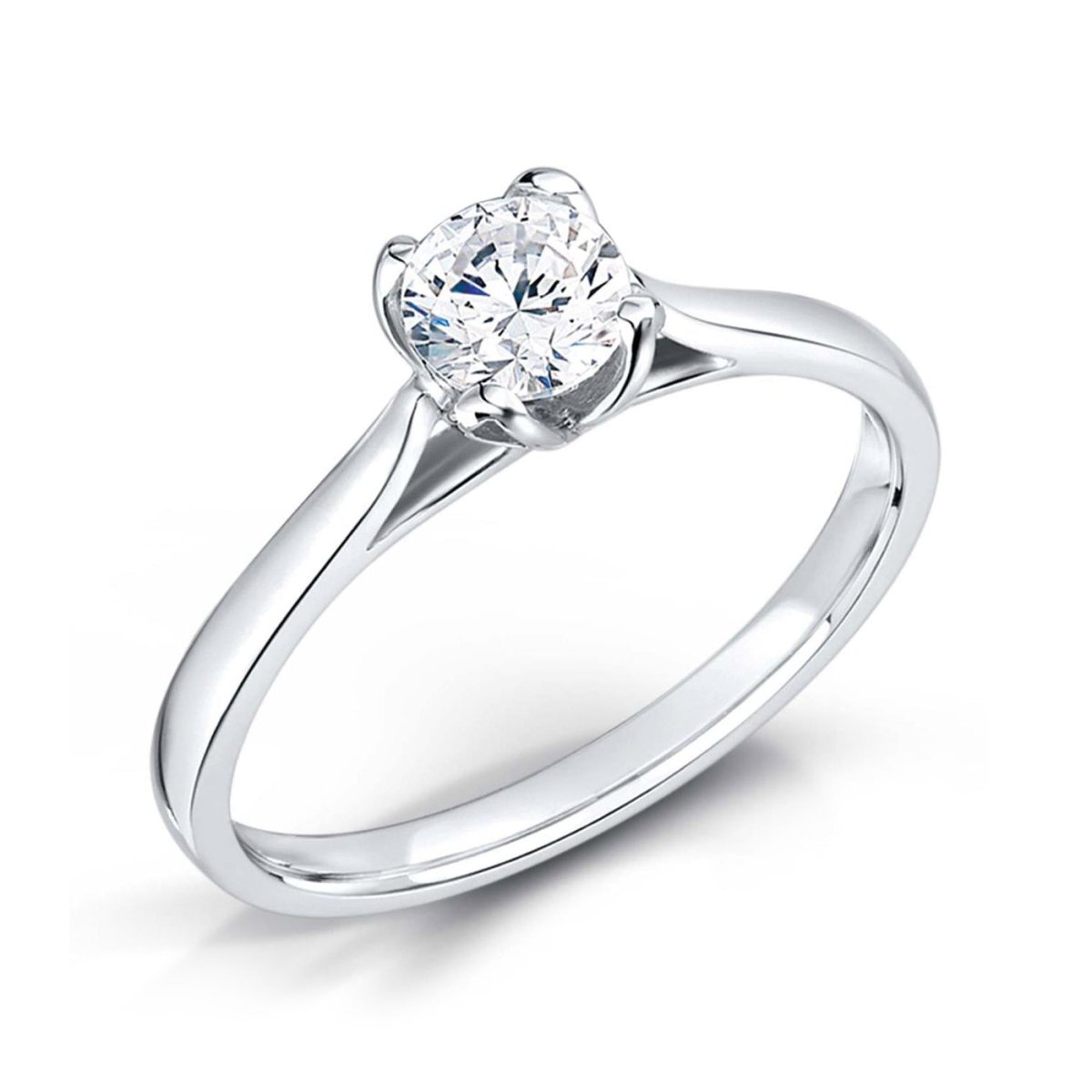 Solitaire Four - Claw Petal Engagement Ring with Tapered Court Band - Samuel Perry