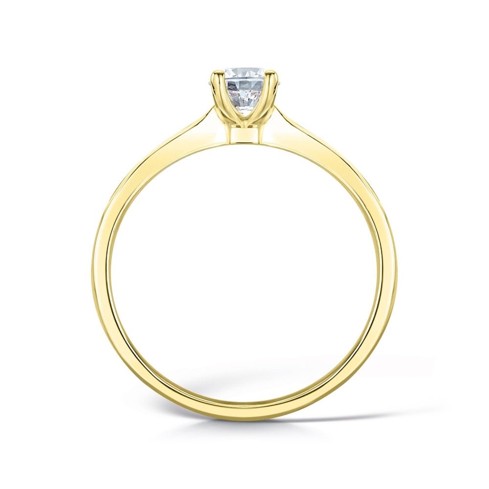 Solitaire Four - Claw Tapered Solid Court Engagement Ring - Samuel Perry