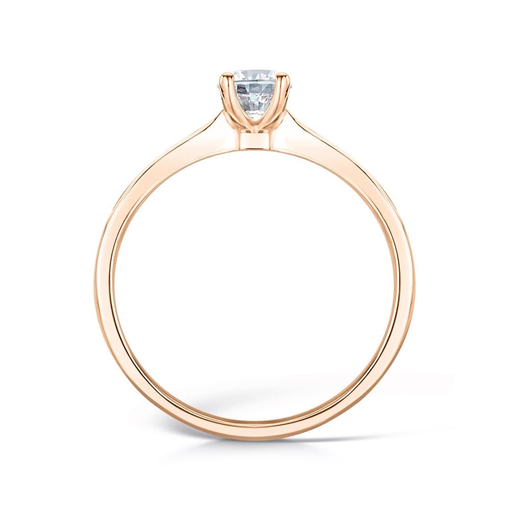 Solitaire Four - Claw Tapered Solid Court Engagement Ring Rose Gold - Samuel Perry